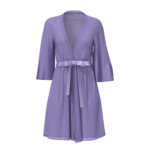 Magic Silk Sheer Passion Flutter Sleeve Robe Very Peri Queen Size - Image 4