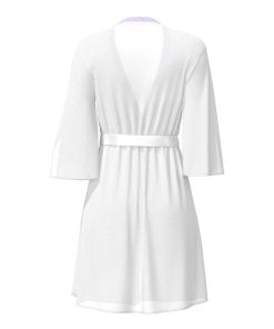 Magic Silk Sheer Passion Flutter Sleeve Robe White/Lavender S/M