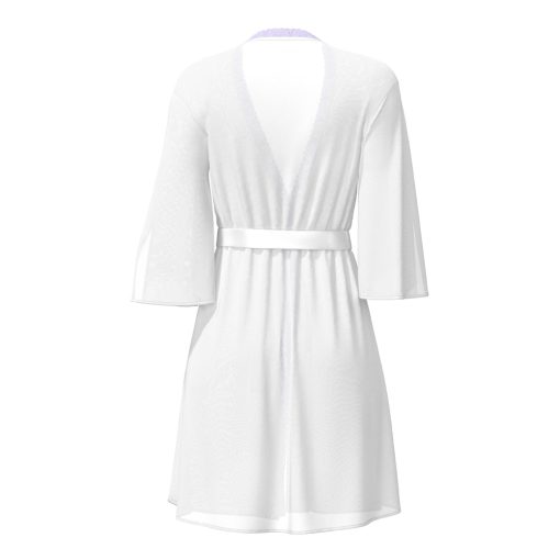 Magic Silk Sheer Passion Flutter Sleeve Robe White/Lavender L/Xl - Image 9
