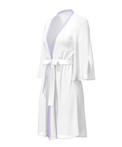 Magic Silk Sheer Passion Flutter Sleeve Robe White/Lavender Queen Size