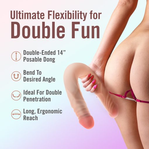 Dr. Skin Plus 14 In. Posable Double Dong Beige - Image 8