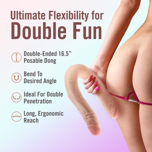 Dr. Skin Plus 16.5 In. Posable Double Dong Beige - Image 8