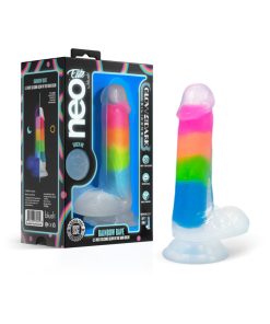 Neo Elite Glow-In-The-Dark Rainbow Rave 6.5 In. Silicone Dual Density Dildo