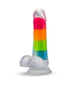 Neo Elite Glow-In-The-Dark Rainbow Rave 6.5 In. Silicone Dual Density Dildo