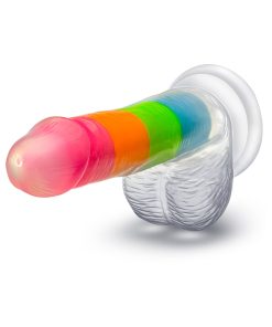 Neo Elite Glow-In-The-Dark Rainbow Rave 6.5 In. Silicone Dual Density Dildo