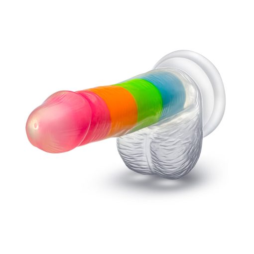 Neo Elite Glow-In-The-Dark Rainbow Rave 6.5 In. Silicone Dual Density Dildo - Image 4