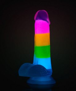 Neo Elite Glow-In-The-Dark Rainbow Rave 6.5 In. Silicone Dual Density Dildo