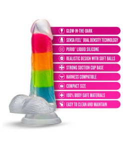 Neo Elite Glow-In-The-Dark Rainbow Rave 6.5 In. Silicone Dual Density Dildo
