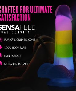 Neo Elite Glow-In-The-Dark Rainbow Rave 6.5 In. Silicone Dual Density Dildo