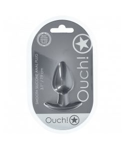 Ouch! Smooth Silicone Anal Plug Medium 3.1 In. Gun Metal