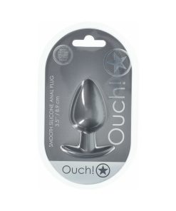 Ouch! Smooth Silicone Anal Plug Large 3.5 In. Gun Metal