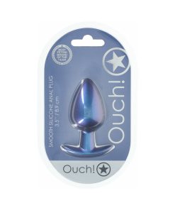 Ouch! Smooth Silicone Anal Plug Large 3.5 In. Metallic Blue