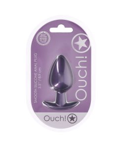 Ouch! Smooth Silicone Anal Plug Large 3.5 In. Metallic Purple