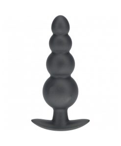 Ouch! Smooth Silicone Beaded Anal Plug 4.6 In. Gun Metal