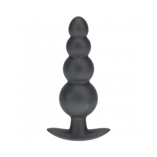 Ouch! Smooth Silicone Beaded Anal Plug 4.6 In. Gun Metal - Image 2