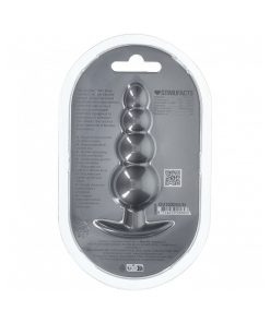 Ouch! Smooth Silicone Beaded Anal Plug 4.6 In. Gun Metal