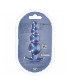 Ouch! Smooth Silicone Beaded Anal Plug 4.6 In. Metallic Blue