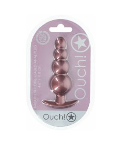 Ouch! Smooth Silicone Beaded Anal Plug 4.6 In. Rose Gold