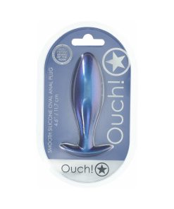 Ouch! Smooth Silicone Oval Anal Plug 4.6 In. Metallic Blue