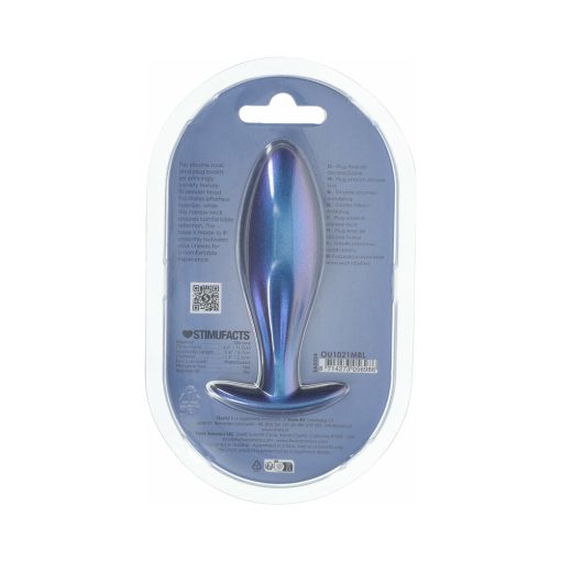 Ouch! Smooth Silicone Oval Anal Plug 4.6 In. Metallic Blue - Image 3