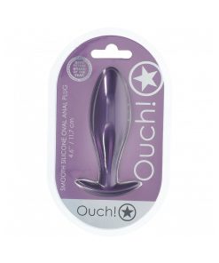 Ouch! Smooth Silicone Oval Anal Plug 4.6 In. Metallic Purple