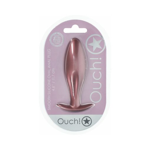 Ouch! Smooth Silicone Oval Anal Plug 4.6 In. Rose Gold