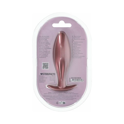 Ouch! Smooth Silicone Oval Anal Plug 4.6 In. Rose Gold - Image 3