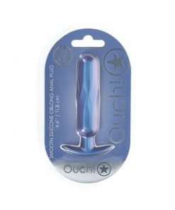 Ouch! Smooth Silicone Oblong Anal Plug 4.6 In. Metallic Blue