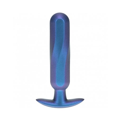 Ouch! Smooth Silicone Oblong Anal Plug 4.6 In. Metallic Blue - Image 2