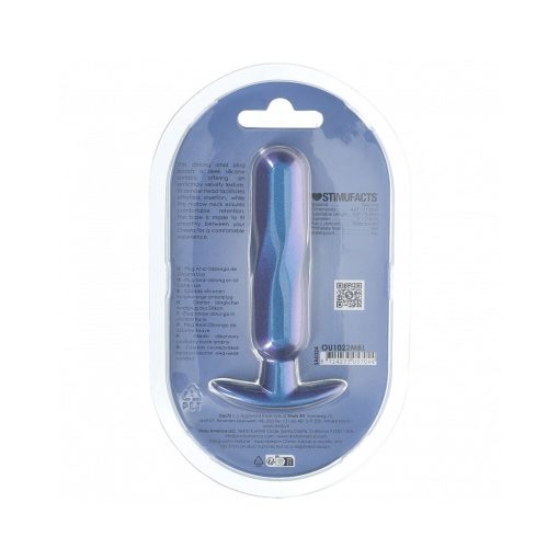 Ouch! Smooth Silicone Oblong Anal Plug 4.6 In. Metallic Blue - Image 3