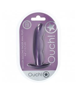 Ouch! Smooth Silicone Finger Anal Plug 4.6 In. Metallic Purple