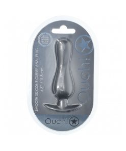 Ouch! Smooth Silicone Curvy Anal Plug 4.6 In. Gun Metal