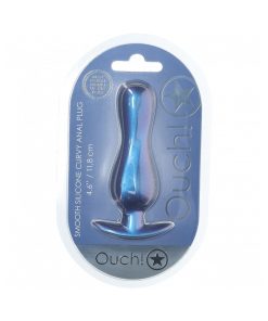 Ouch! Smooth Silicone Curvy Anal Plug 4.6 In. Metallic Blue