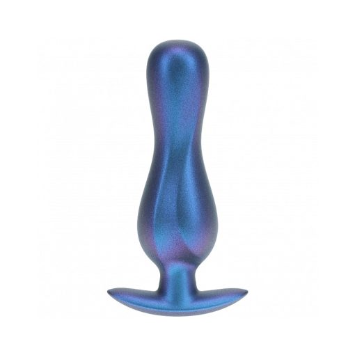 Ouch! Smooth Silicone Curvy Anal Plug 4.6 In. Metallic Blue - Image 2