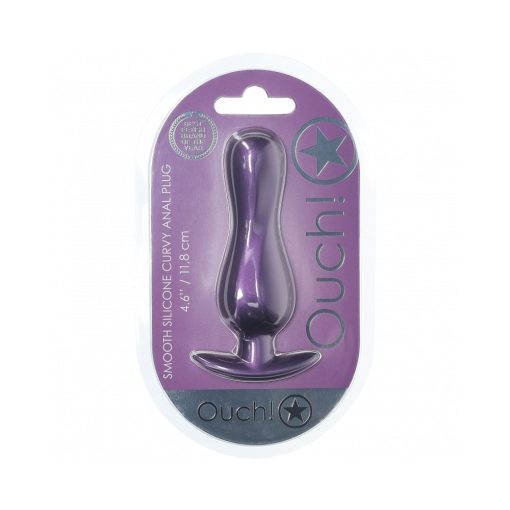 Ouch! Smooth Silicone Curvy Anal Plug 4.6 In. Metallic Purple