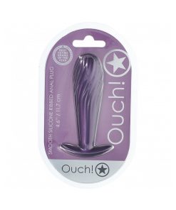 Ouch! Smooth Silicone Ribbed Anal Plug 4.6 In. Metallic Purple