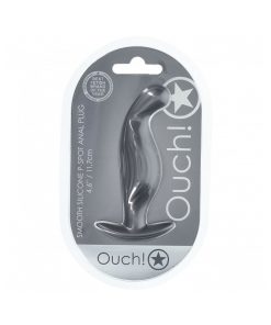 Ouch! Smooth Silicone P-Spot Anal Plug 4.6 In. Gun Metal
