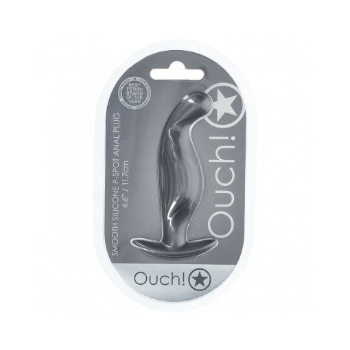Ouch! Smooth Silicone P-Spot Anal Plug 4.6 In. Gun Metal