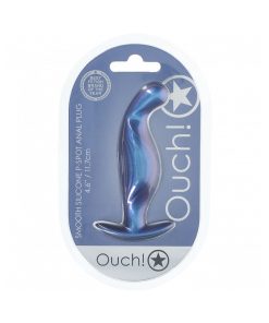 Ouch! Smooth Silicone P-Spot Anal Plug 4.6 In. Metallic Blue