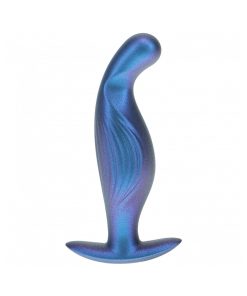 Ouch! Smooth Silicone P-Spot Anal Plug 4.6 In. Metallic Blue