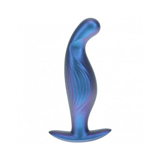 Ouch! Smooth Silicone P-Spot Anal Plug 4.6 In. Metallic Blue - Image 2