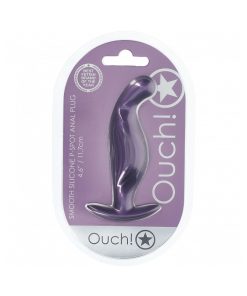Ouch! Smooth Silicone P-Spot Anal Plug 4.6 In. Metallic Purple