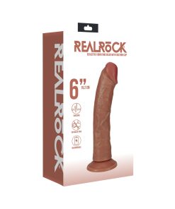 Realrock 6 In. Vibrating Cock Regular Curved Tan