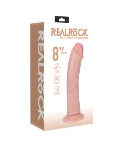 Realrock 8 In. Vibrating Cock Regular Curved Beige