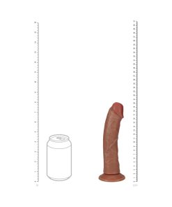 Realrock 8 In. Vibrating Cock Regular Curved Tan