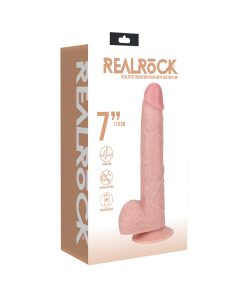 Realrock 7 In. Vibrating Cock With Balls Regular Straight Beige