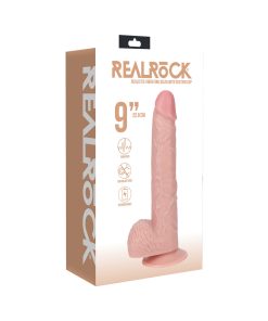 Realrock 9 In. Vibrating Cock With Balls Regular Straight Beige