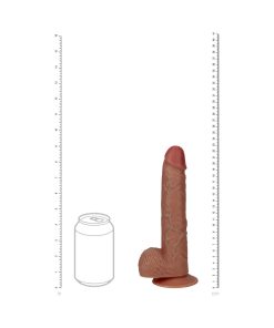 Realrock 9 In. Vibrating Cock With Balls Regular Straight Tan