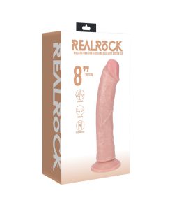 Realrock 8 In. Vibrating And Rotating Cock Regular Curved Beige