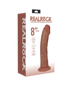 Realrock 8 In. Vibrating And Rotating Cock Regular Curved Tan